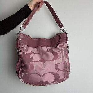 Coach Zoe Vintage Y2K Optic Pink Canvas and Leather Shoulder Bag